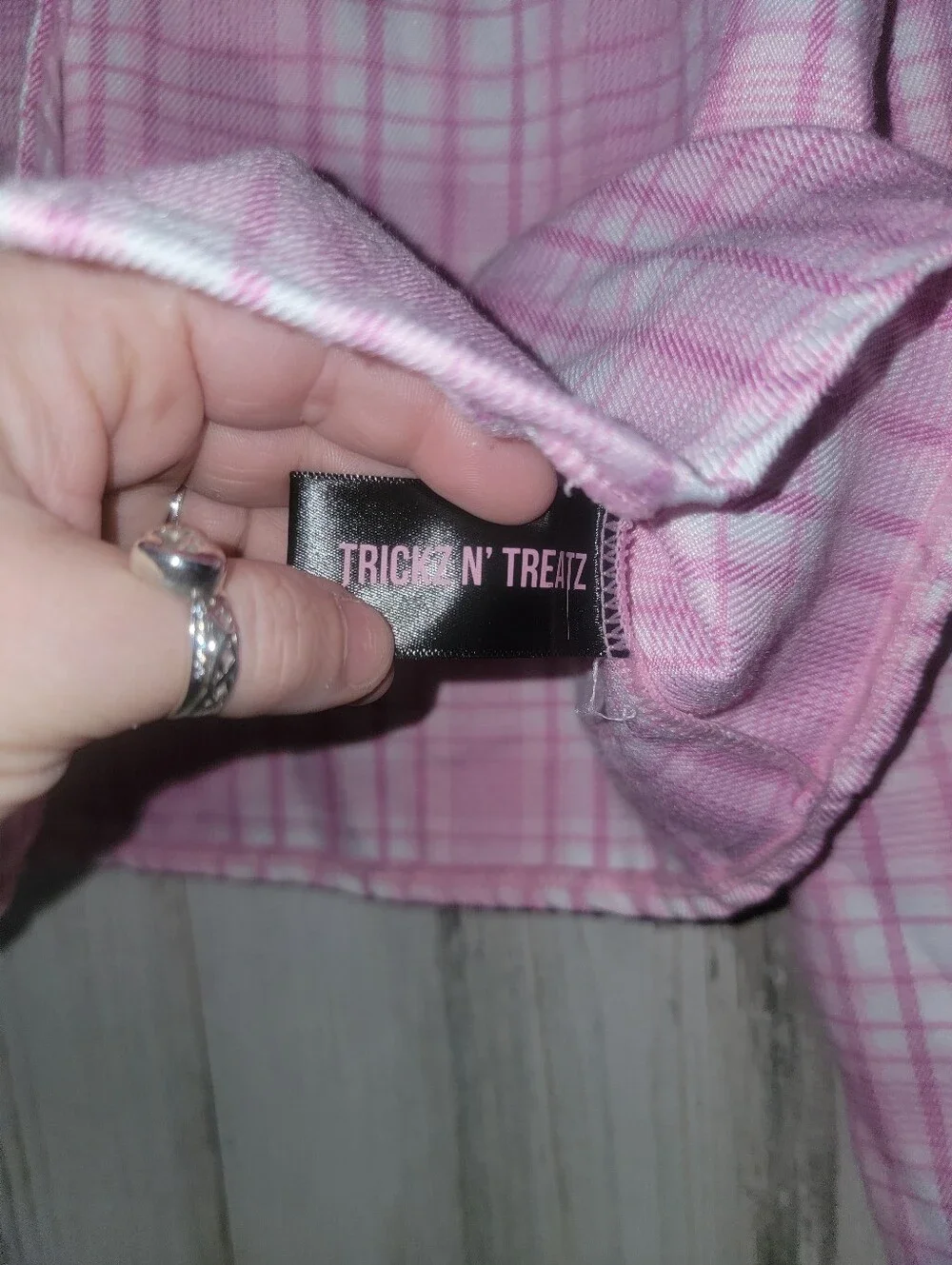 Dolls Kill Trickz N Treatz Pink Plaid Cropped Flannel